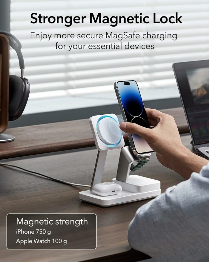 ESR 6 in 1 wireless charger with strong magnetic lock