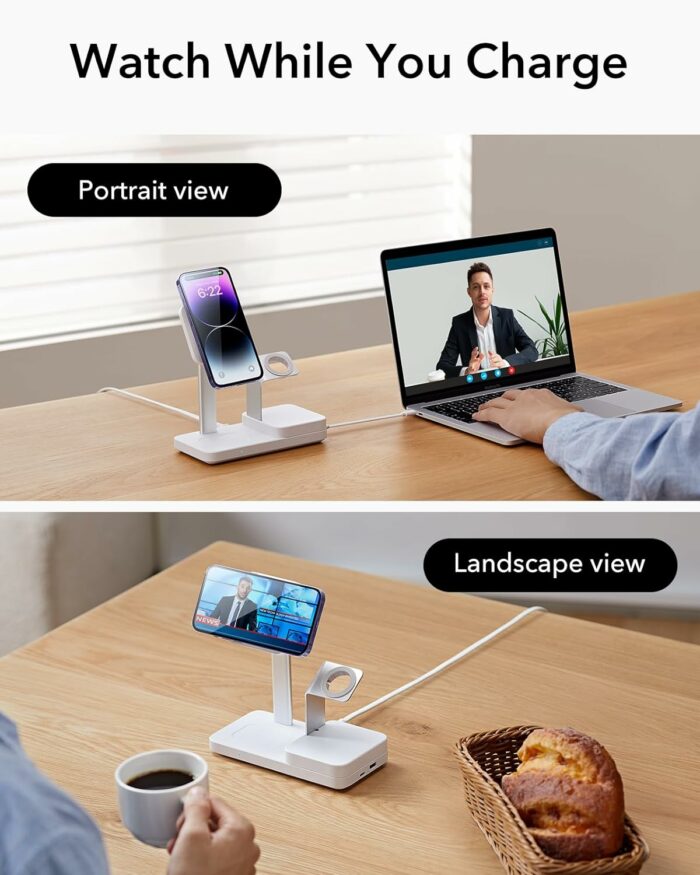 ESR 65W Magsafe charger with two stand viewing mode while charging