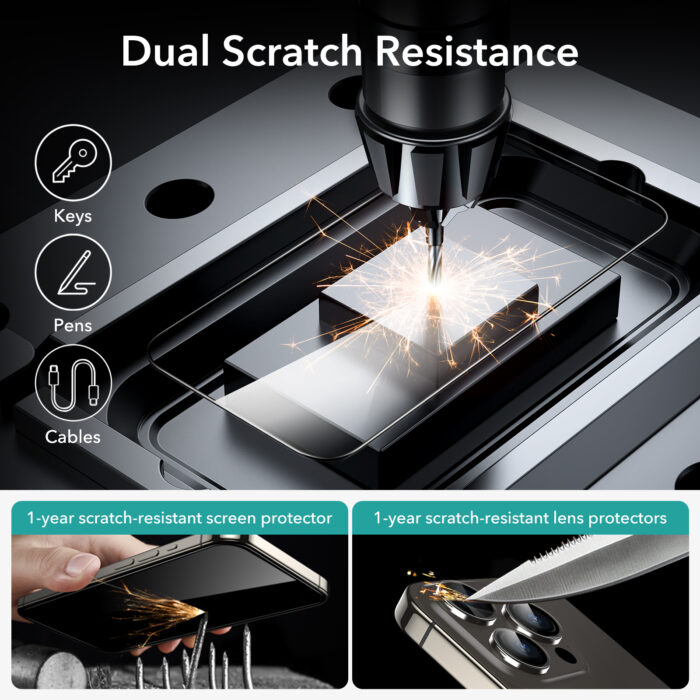 ESR iPhone 15 Pro Max Tempered Glass Screen Protector - Dual Scracth Resistant