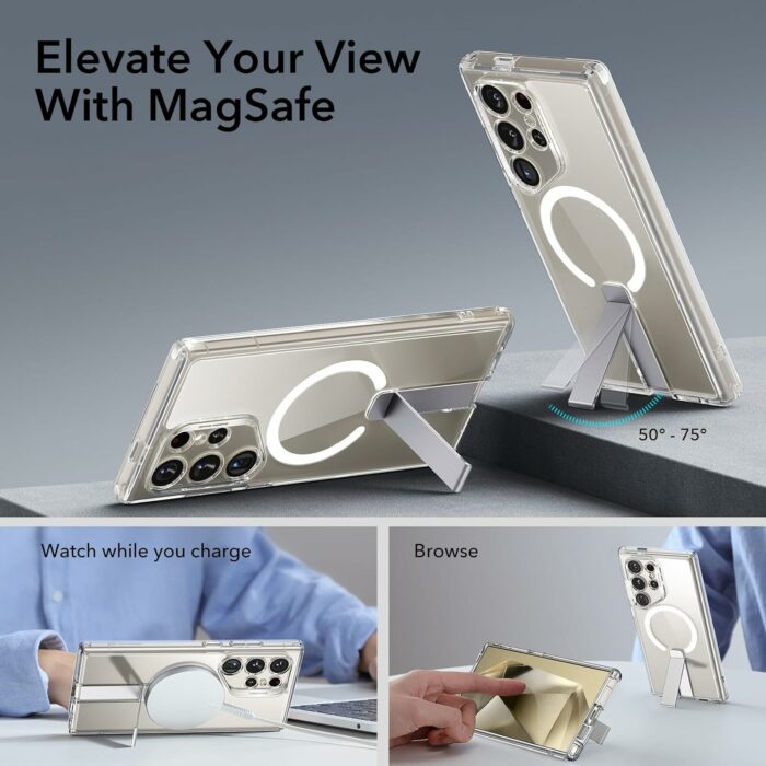 Samsung S24 Ultra Clear Case with MagSafe- ESR Ultra boost flickstand 7