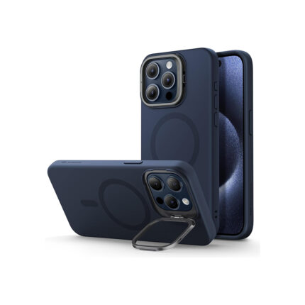 Silicone Stand Case for iPhone 15 Pro Max- Deep Blue