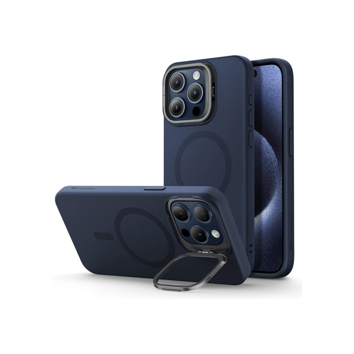 Silicone Stand Case for iPhone 15 Pro Max- Deep Blue