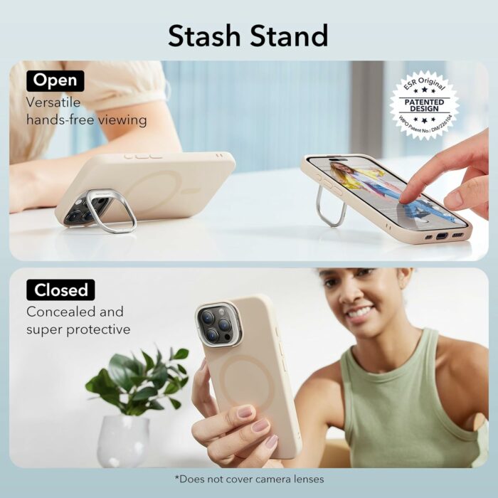 iPhone 15 Pro Max MagSafe Silicone Case with Stand by ESR 1