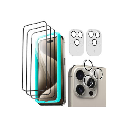 ESR Tempered Glass Screen Protector Bundle- 3 Screen Protector + 2 Lens Protector- Main Image