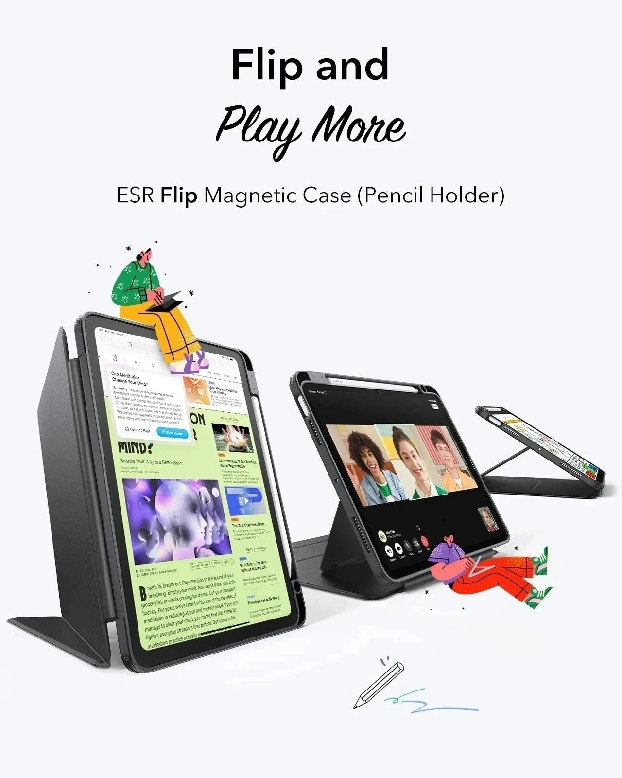 ESR iPad 11th/10th Gen Case (2025/2022)-Flip Series Vertical Stand Cover with Multi-Angle Support - Image 6