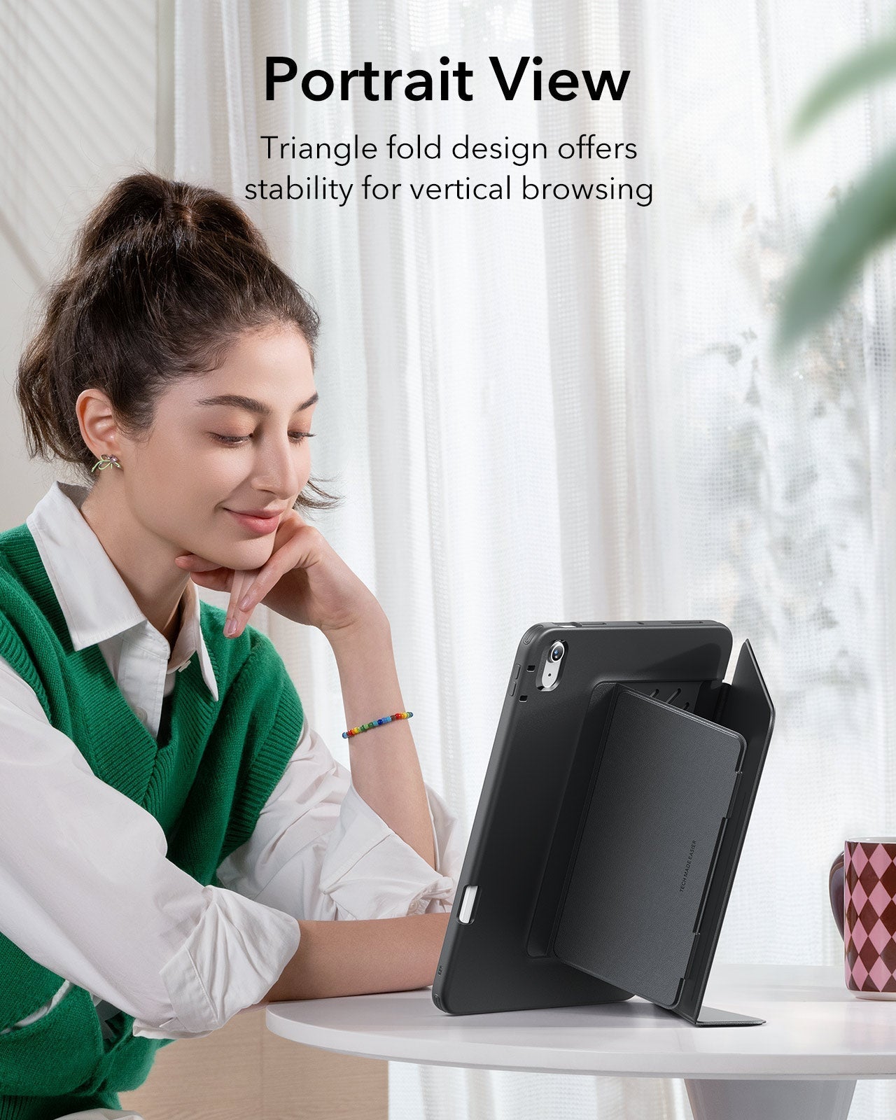 ESR iPad 11th/10th Gen Case (2025/2022)-Flip Series Vertical Stand Cover with Multi-Angle Support - Image 3