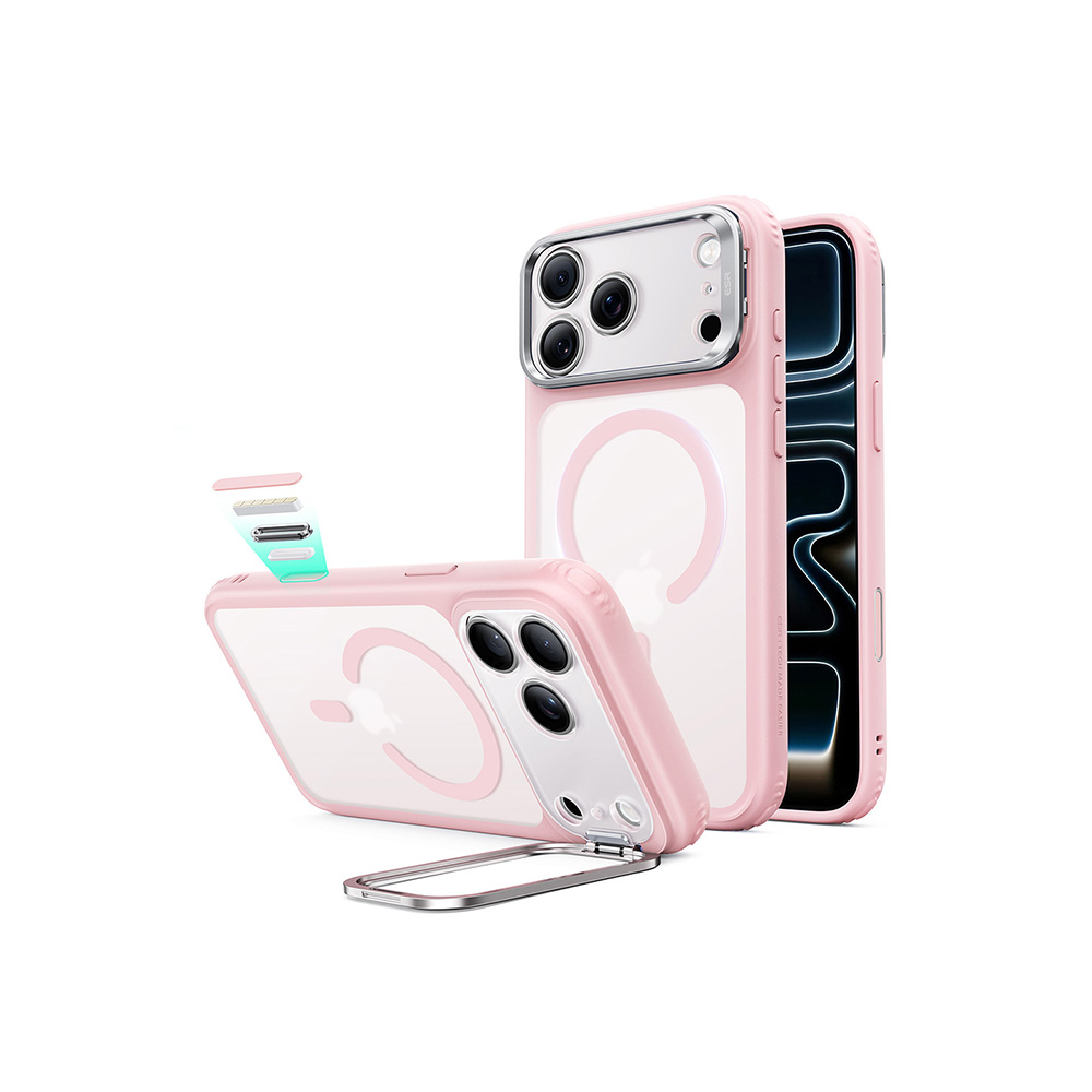 ESR-iPhone-18-17-Series-Classic-Flex-Stand-Case-Pink-2 ESR Classic Hybrid Flex Stand Case with Camera Control Button for iPhone 18/17 Series (Frosted Pink) - Image 1