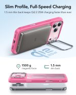 ESR Classic Hybrid Stash Stand Case with Camera Control Button for iPhone 17 Series- Frosted Pink - Image 5