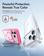 ESR Classic Hybrid Stash Stand Case with Camera Control Button for iPhone 17 Series- Frosted Pink - Image 7