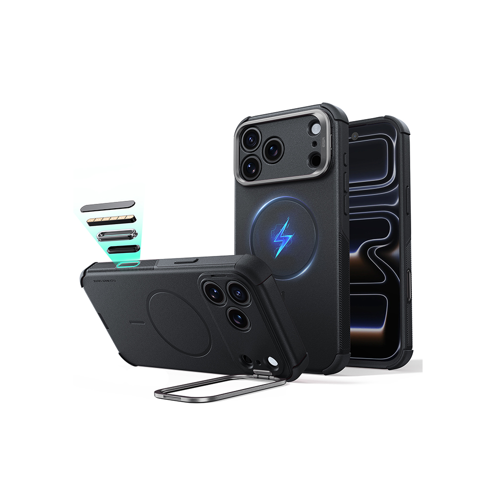ESR Cyber Tough Magnetic Flex Stand Case with Camera Control Button for iPhone 18/17 Series Black