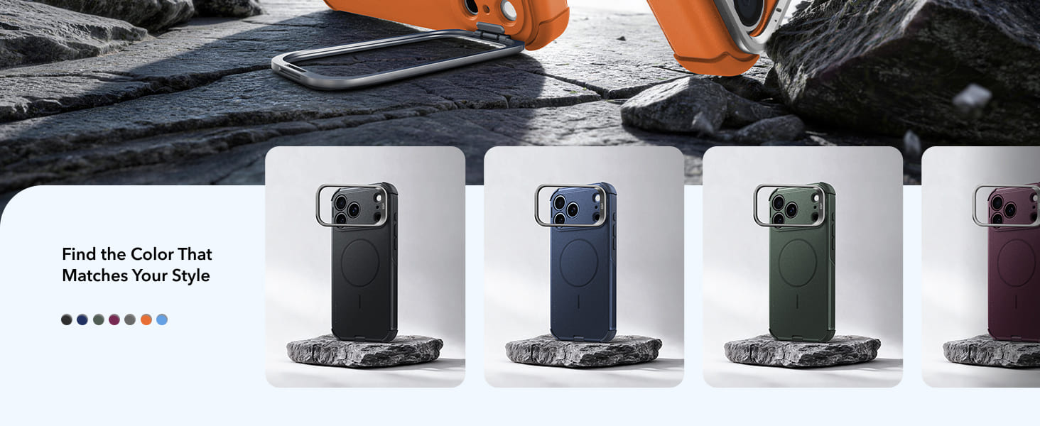 ESR Cyber Tough Magnetic Flex Stand Case with Camera Control Button Orange (10)