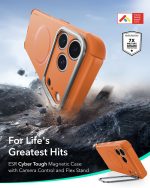 ESR Cyber Tough Magnetic Flex Stand Case with Camera Control Button Orange (10)