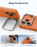 ESR Cyber Tough Magnetic Flex Stand Case with Camera Control Button Orange (10)