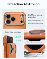 ESR Cyber Tough Magnetic Flex Stand Case with Camera Control Button Orange (10)