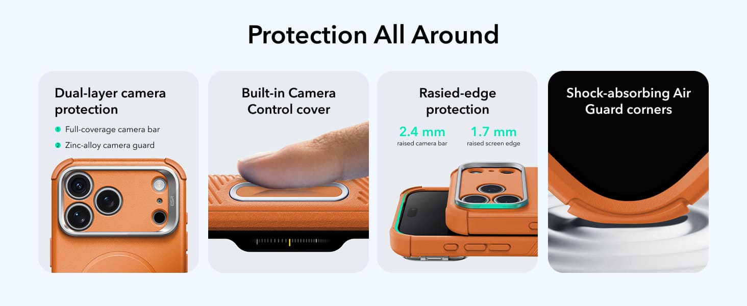 ESR Cyber Tough Magnetic Flex Stand Case with Camera Control Button Orange (10)