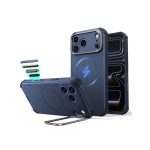 ESR Cyber Tough Magnetic Flex Stand Case with Camera Control Button for iPhone 18/17 Series Blue