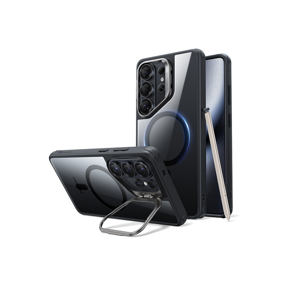 ESR-Classic-Hybrid-Magnetic-Case-Stash-Stand-Compatible-with-Samsung-S26-Ultra-Clear-Black ESR for Samsung Galaxy S26 Ultra Classic Stash Stand Case with MagSafe, Scratch-Resistant Back Cover, Clear Black - Image 1