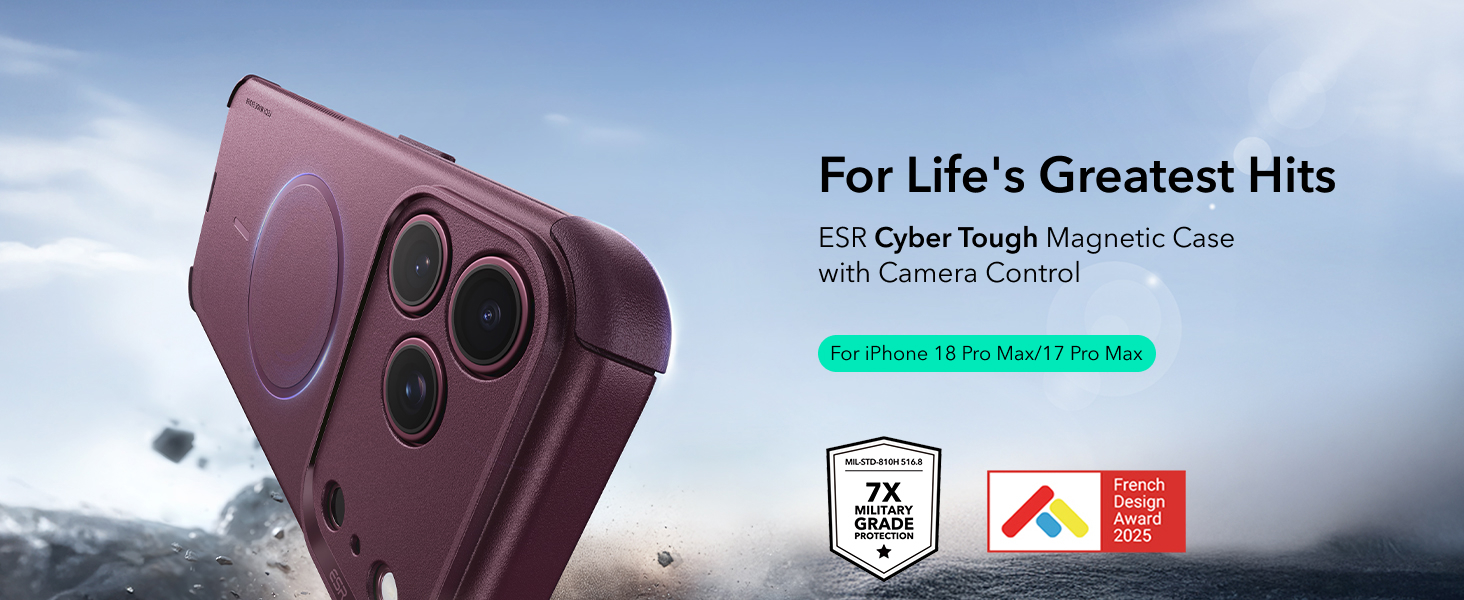 ESR Cyber Tough Magnetic Case with Camera Control Button for iPhone 18/17 Series (black)
