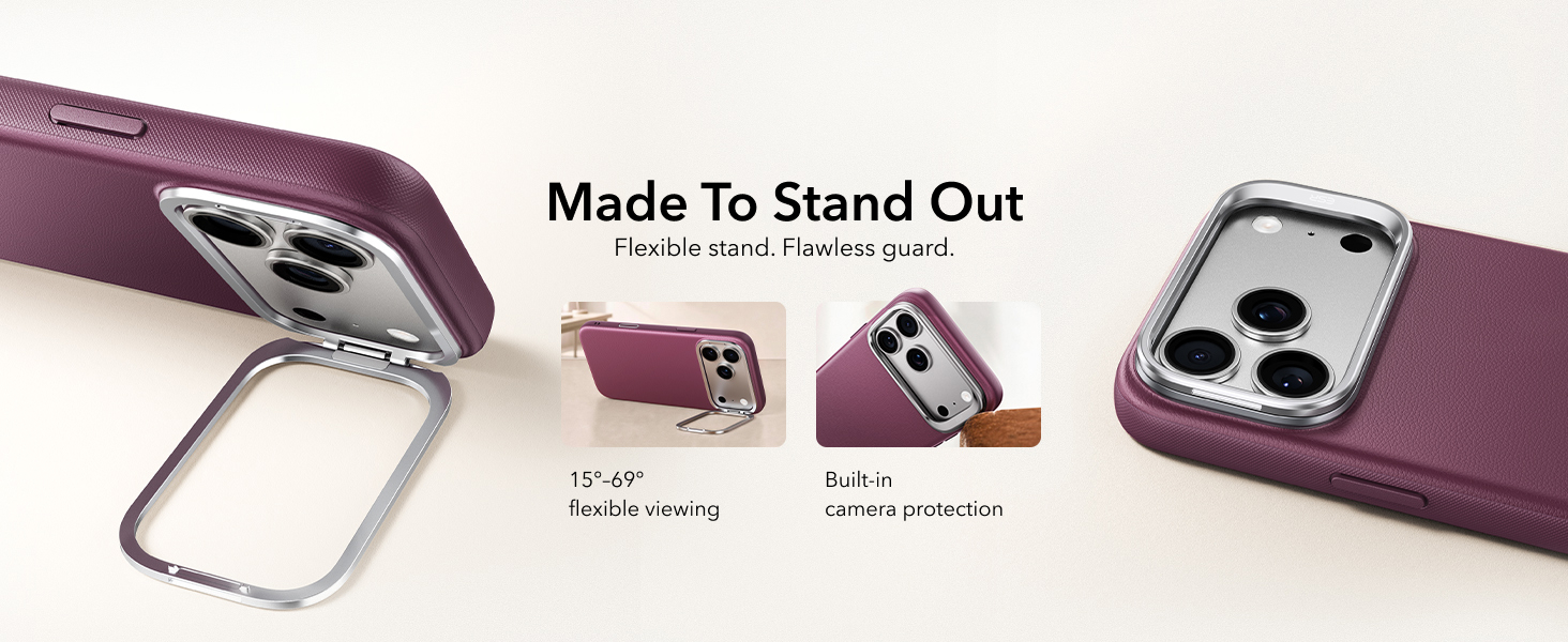 ESR Atelier Magnetic Flex Stand Case with Camera Control Button for iPhone 18/17 Series (Burgundy)
