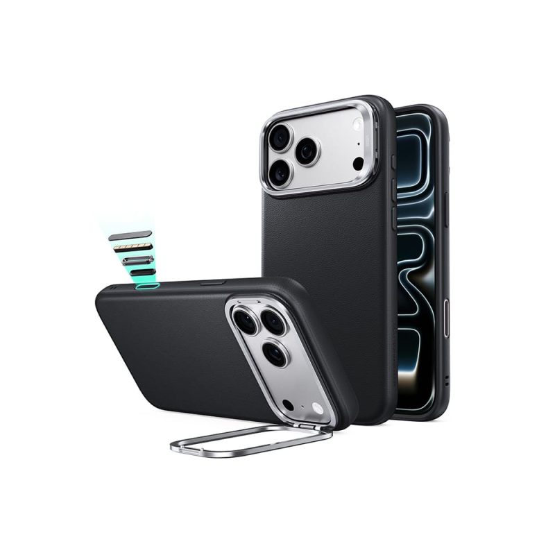 ESR Magnetic vegan leather Atelier case with camera control and Flex stand Frosted Black Case