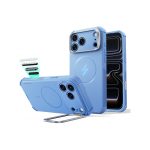 ESR Cyber Tough Magnetic Flex Stand Case with Camera Control Button for iPhone 18/17 Series (Frosted Light Blue)