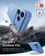ESR Cyber Tough Magnetic Flex Stand Case with Camera Control Button for iPhone 18/17 Series (Frosted Light Blue) - Image 2