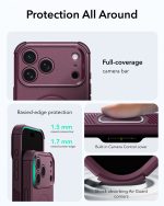 ESR Cyber Tough Magnetic Case with Camera Control Button for iPhone 18/17 Series (Burgundy)