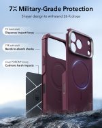ESR Cyber Tough Magnetic Flex Stand Case with Camera Control Button for iPhone 18/17 Series (Deep Burgundy)